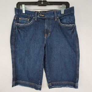 VTG Calvin Klein Dark Blue Stretch Denim 12" Bermuda Shorts Jeans Juniors Size 9